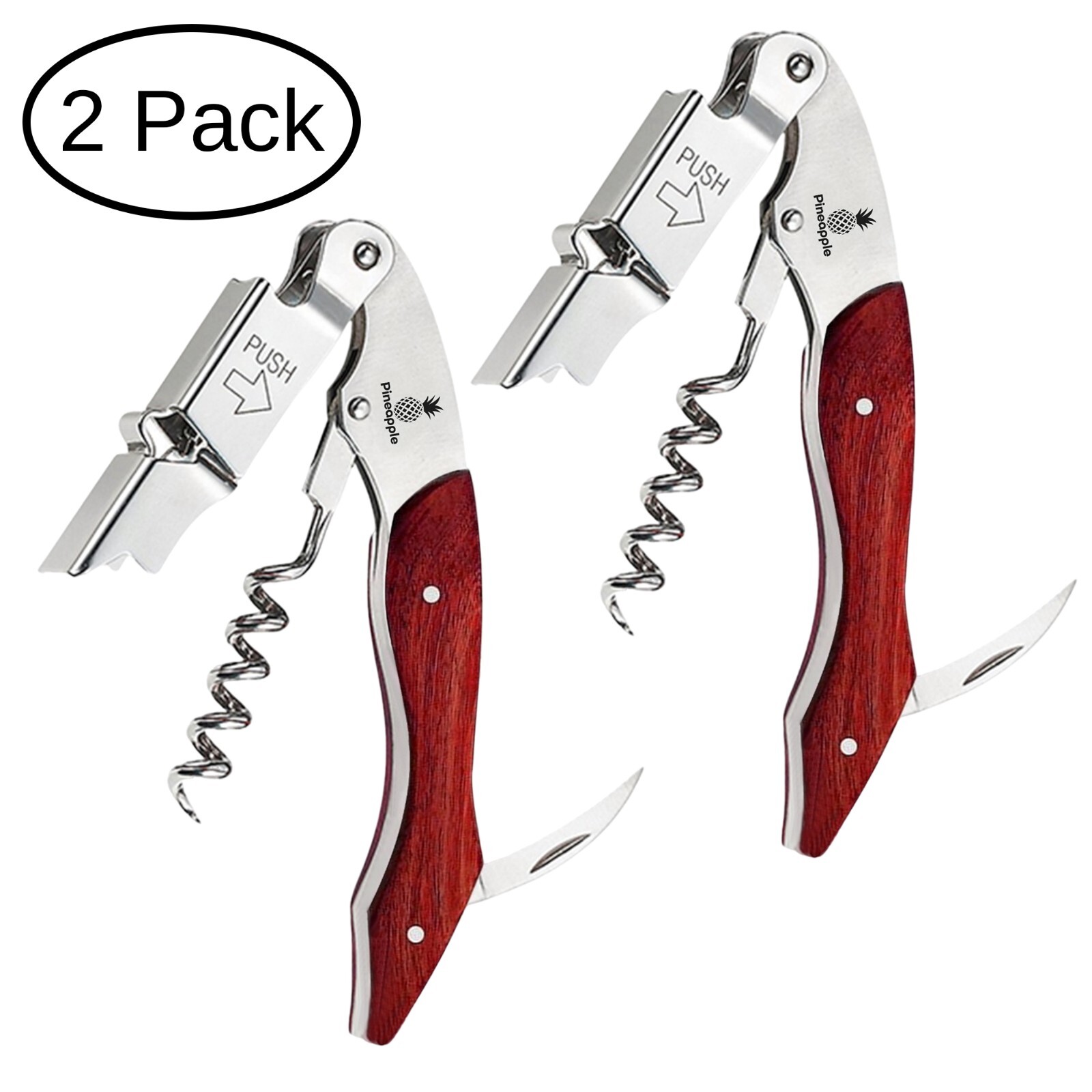 (2) Wine Opener Corkscrew Bottle Waiters Key with Foil Cutte