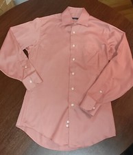 Geoffrey Beene Button Down Fitted Dress Shirt 14-1/2 32/33 Wrinkle Free Salmon