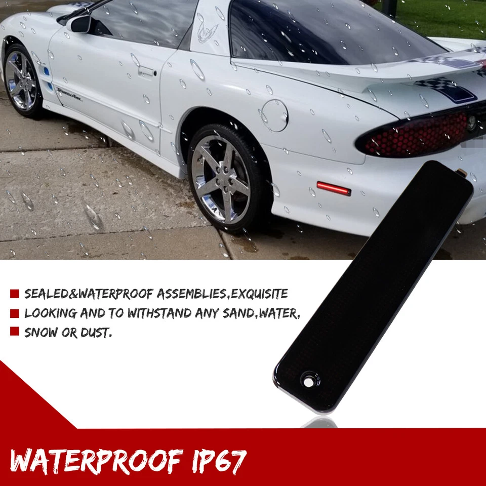 Smoke Rear Bumper Red LED Side Marker Lights For 93-02 Pontiac Firebird Trans AM - Imagem 4 de 4