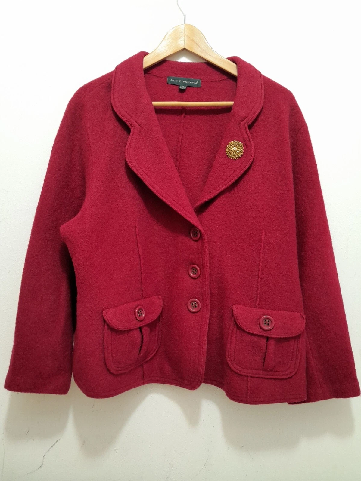 VETEMENTS Giacca calda natalizia Harve Benard 100% lana rossa taglia 3X