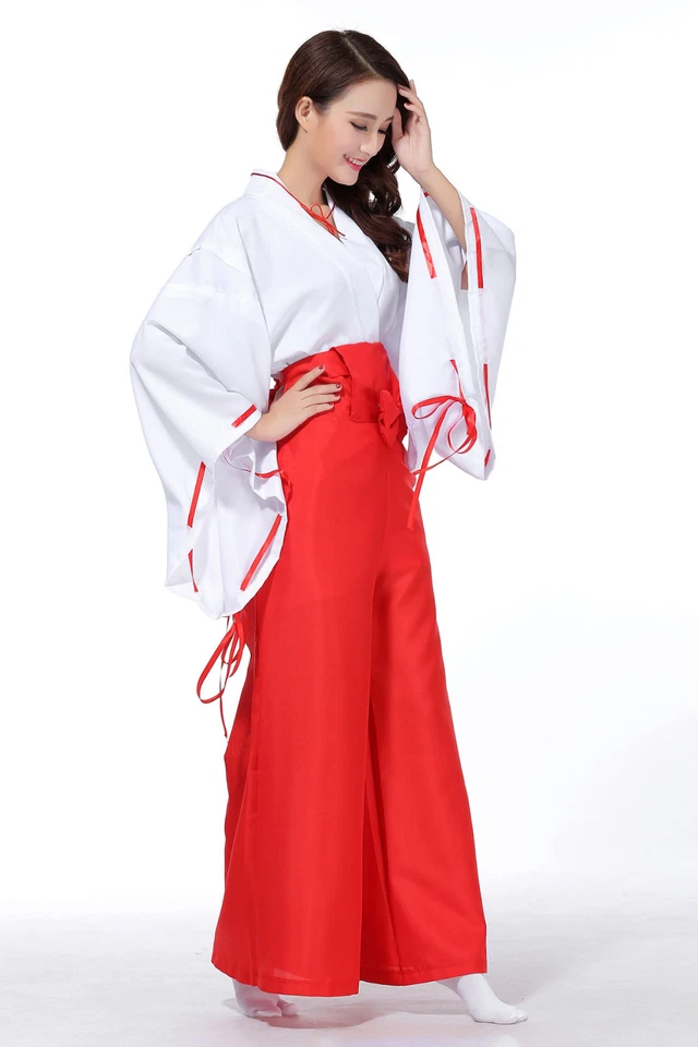 Inuyasha Shrine Maid Kikyo Miko Kimono Costume For Japan Anime Halloween Cosplay - Image 3 of 4