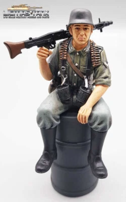 LICMAS-TANK 1/16 Figur deutscher Panzer Fahrer WW2 Soldat MG42 Schütze bemalt F1006
