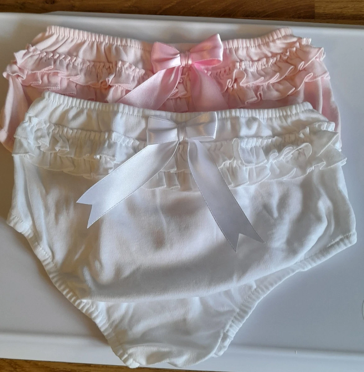 2 baby girls frilly knickers over nappy covers size 18 24 months