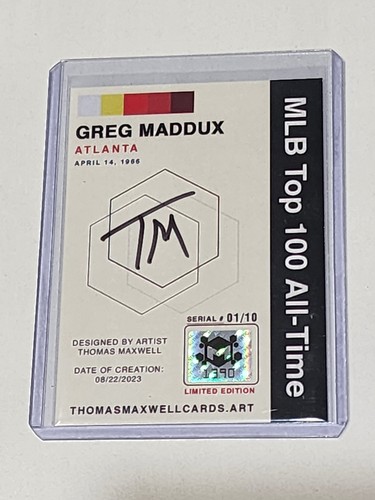 Greg Maddux Artist Signed Baseball Art Card 1/10 - Picture 2 of 2