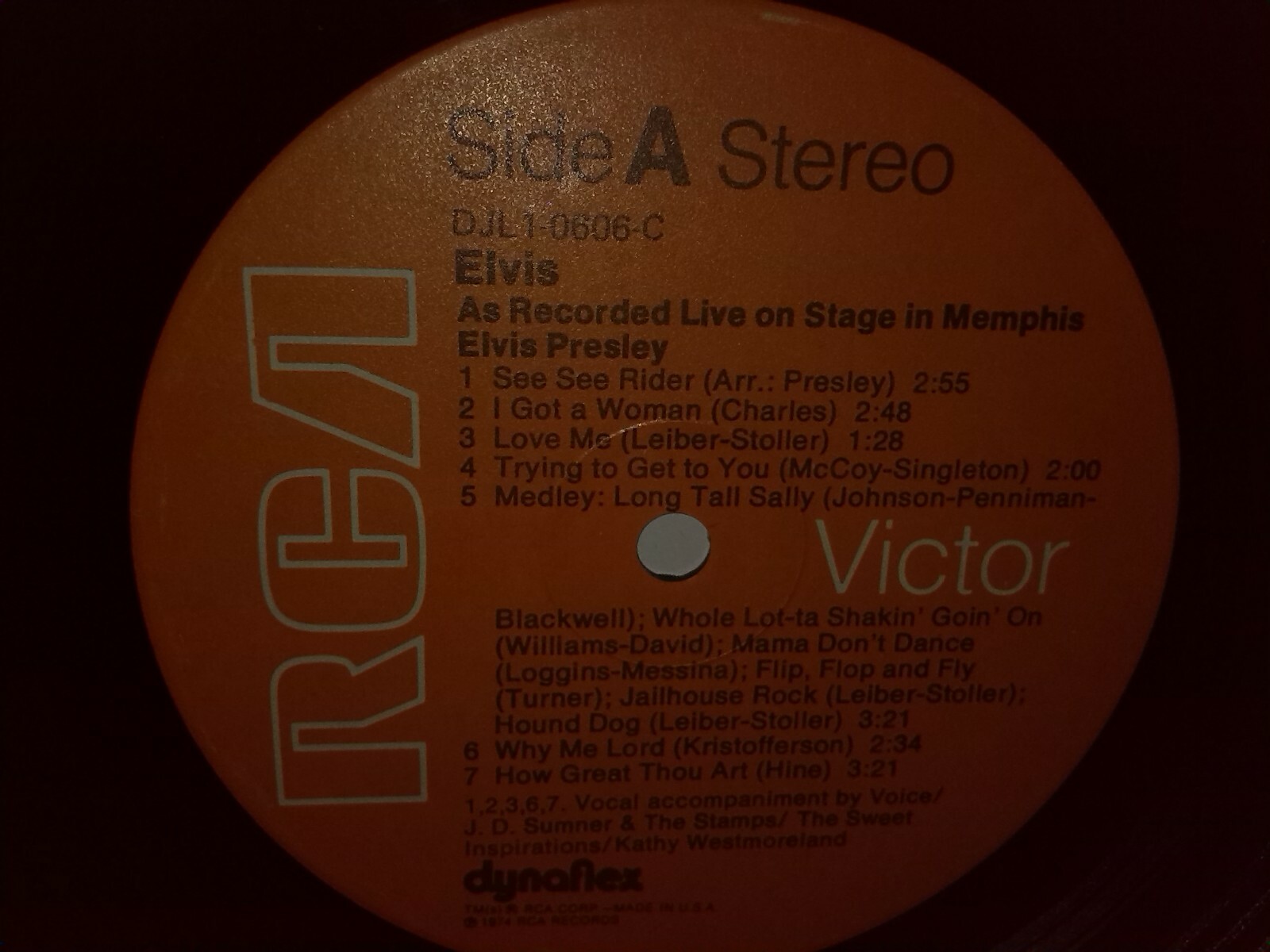 ELVIS PRESLEY Recorded Live On Stage In Memphis PromoLP DJL 10606C