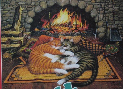Buffalo 750 Piece Jigsaw Puzzle ALL BURNED OUT Orange & Brown Tabby Kitten - Picture 3 of 4