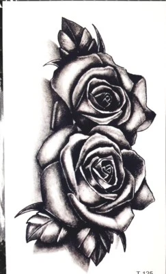 MARKENLOS Temporäres Tattoo Rosen Schwarz Rose Wasserfest Körperkunst Einmal Klebetattoo