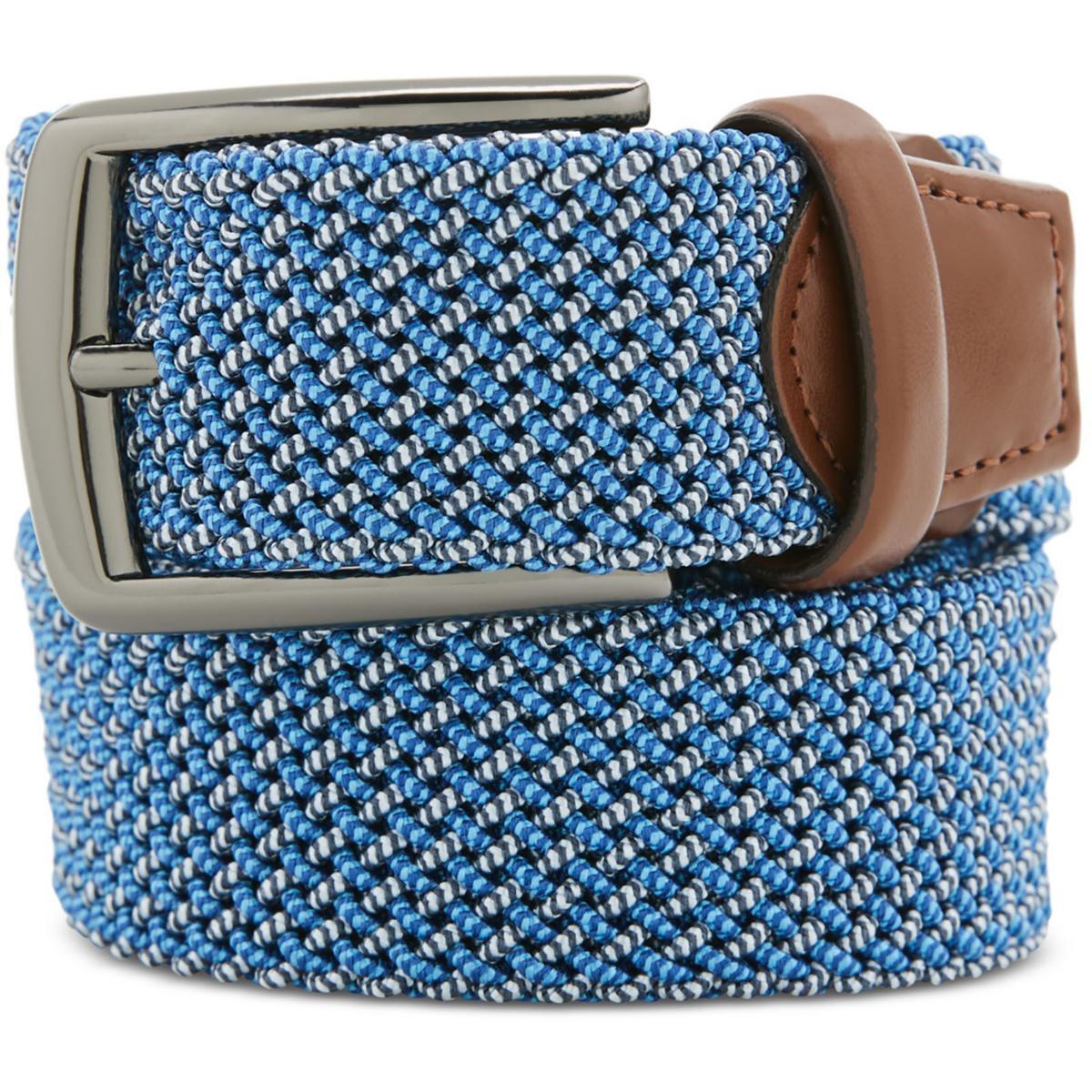 Мужской плетеный ремень Perry Ellis Portfolio Mens Happy Blue из синей кожи S 30/32 BHFO 0974