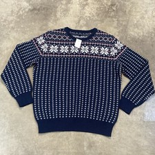 J Crew Sweater Mens Sz Large Fair Isle Nordic Grandpa Heritage Classic Crewneck