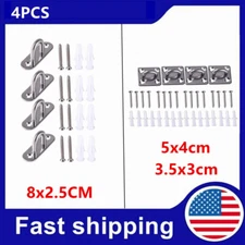 4Pcs Stainless Steel Ceiling Hook Pad Eye Plate Staple U-Shape Loop Screws Mount