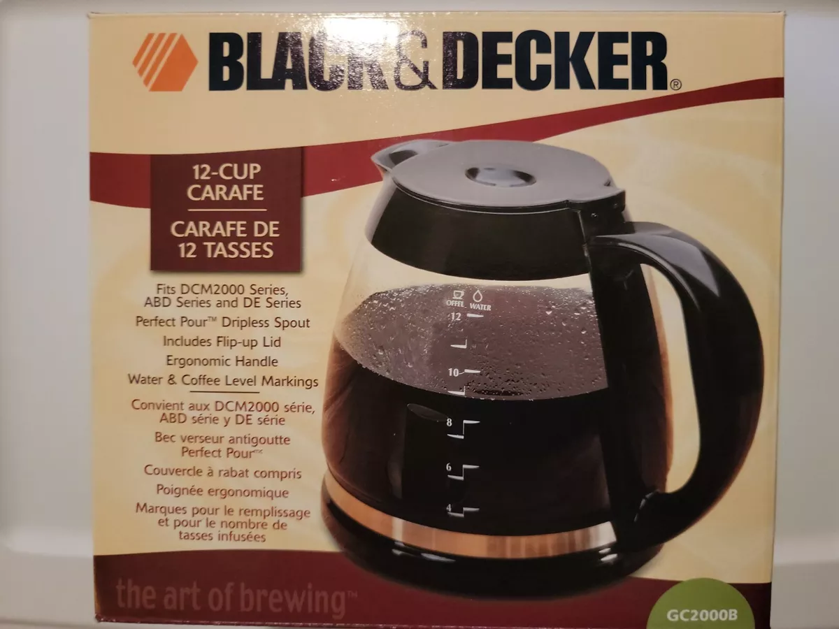 Black and Decker Home 12 Cup Replacement Coffee Decanter/Carafe GC2000B  6.5”x6”