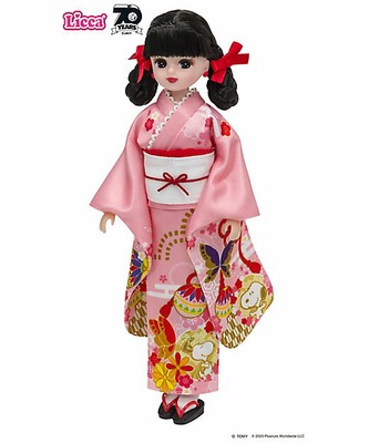 Peanuts Snoopy Collaboration Licca Doll In Pink Kimono Ebay