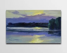 Landscape painting Original art Impressionism Oil on panel by S. Chernyakovsky