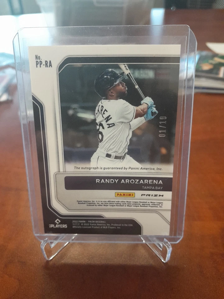 RANDY AROZARENA 2022 PANINI PRIZM PRO PENMANSHIP GOLD AUTOGRAPH #D 1/10 RAYS - Image 2 of 2