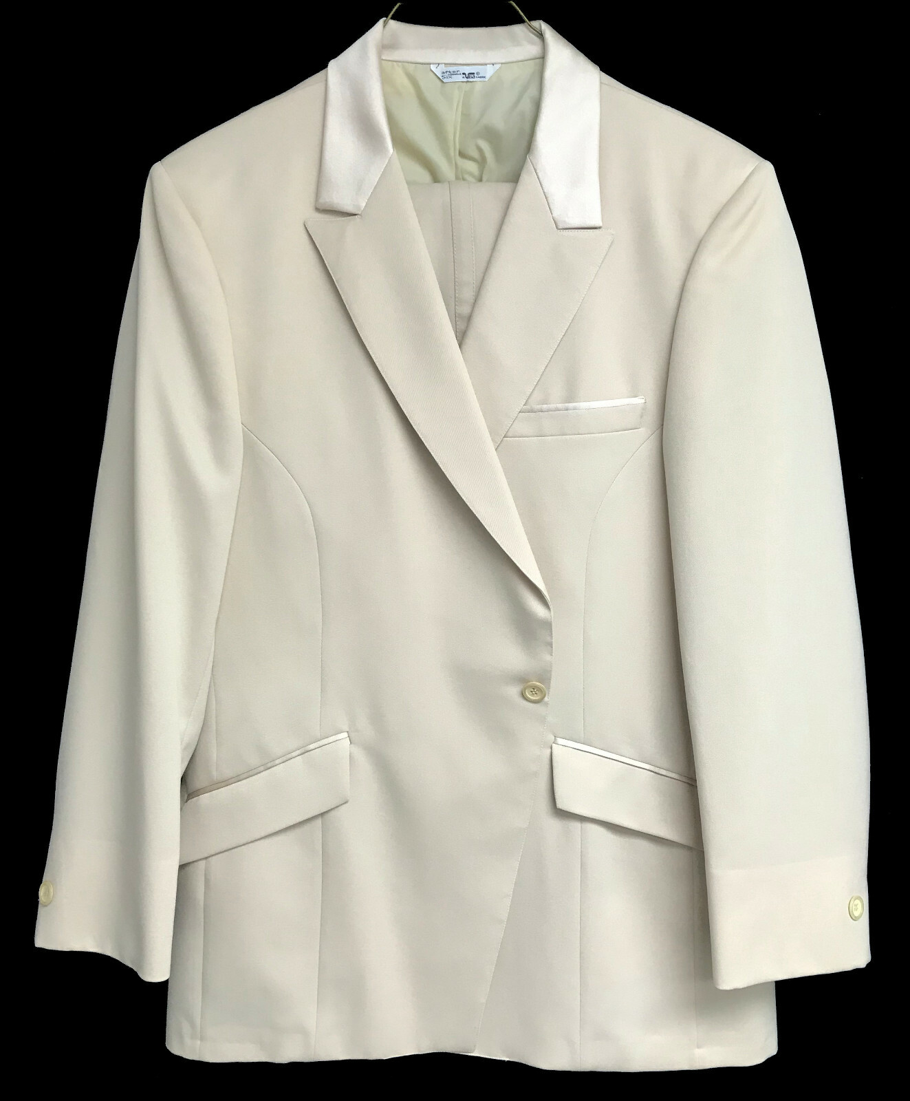 Men's Vintage Beige Tuxedo Jacket with Pants 1970's Wedding Retro Prom 43L 36W