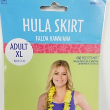 Falda Hawaiana Corta Azul De 40 Cm – Cintura Elástica Talla única, Ideal Para Fiestas Y Carnaval
