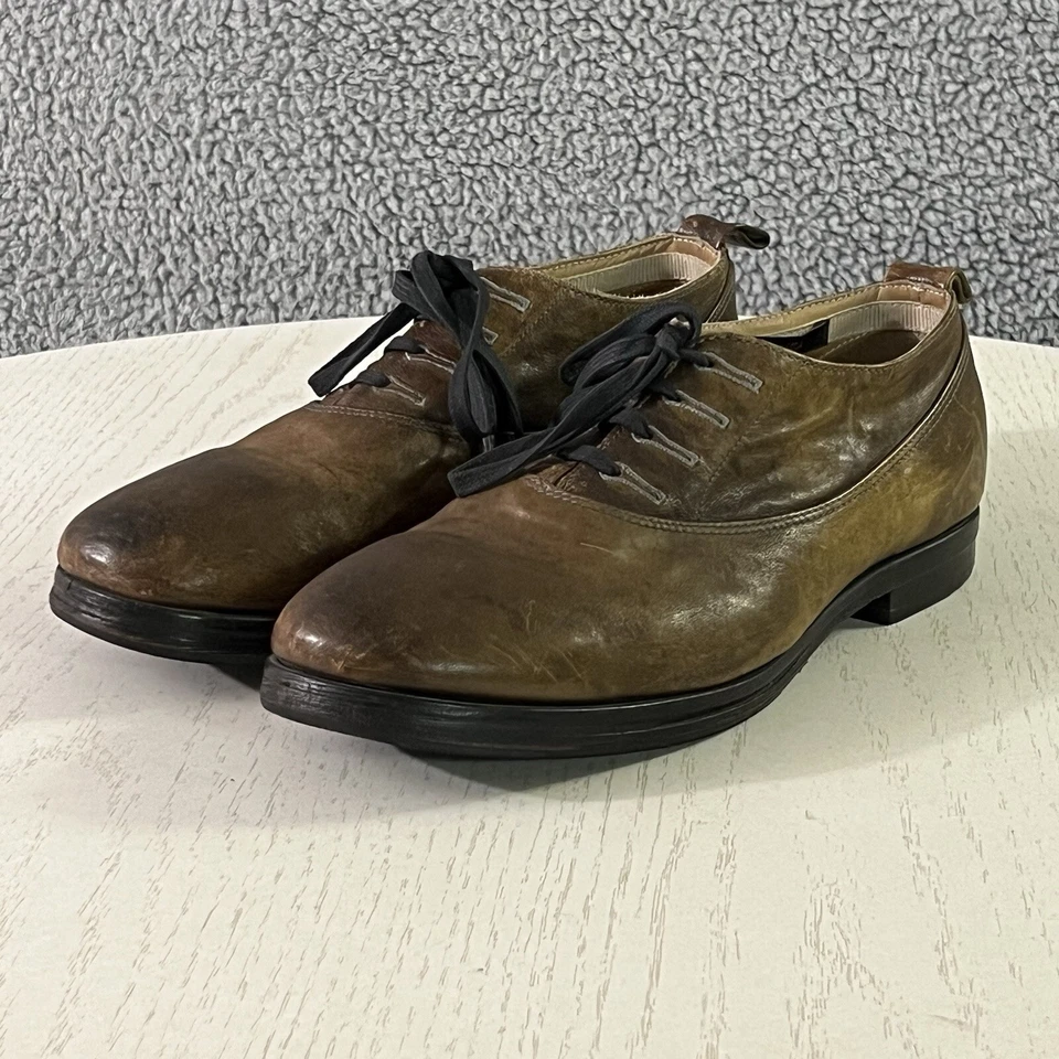 Diesel Zapatos Para Hombre 40/7.5 Marrón Cuero Envejecido Rústico Oxford Vestido Italia Foto 2 de 4