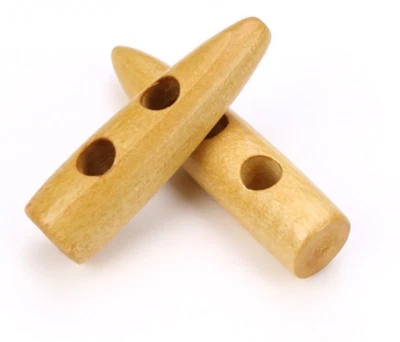 HANDARBEIT-LIEBLINGSLADEN 12 Stück Knebelknöpfe braun 30mm Keil 2 Löcher länglich