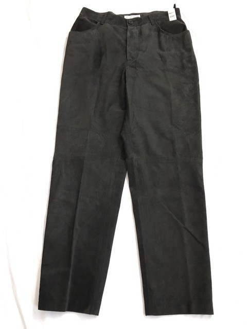 Talbots Lambskin Suede Leather Pants Size 14 Black Straight Leg Lined 30x31 NWT | eBay