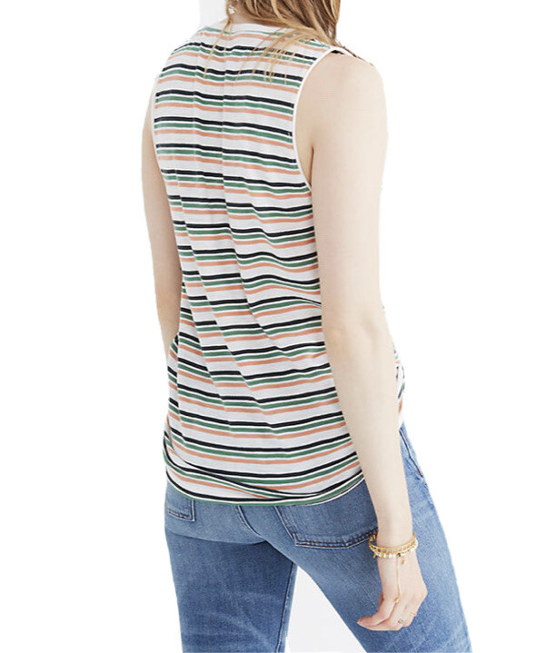 Madewell Whisper Cotton V-Neck Roger Stripe Tank Top Cotton