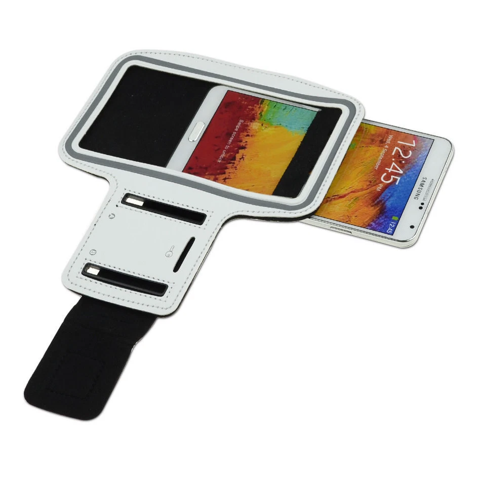 FUNDA BRAZALETE DEPORTIVO BLANCA HECHA A MEDIDA CON LOGOTIPO DE AMORTIGUADOR PARA SAMSUNG GALAXY NOTE 3 Foto 2 de 3