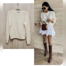 Antonio Melani Rabbit Fur with Pearls Cozy Knit Sweater Embellished