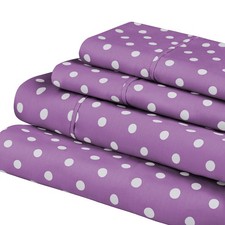 Polka Dot Sheet Set, Cotton Blend Bedding Sets, Soft and Resistant Sheets wit...