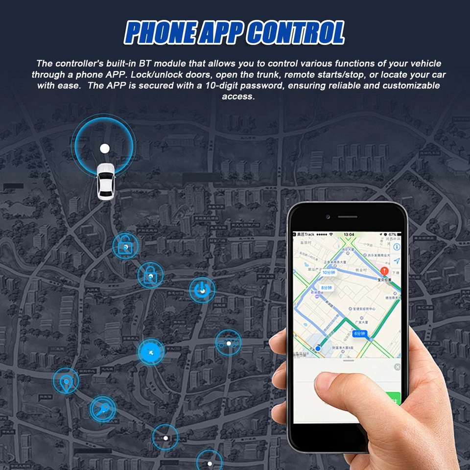 12V Car Anti-Theft Alarm BT Remote Starter System PKE Keyless Entry Central VPUX - Image 4 of 4