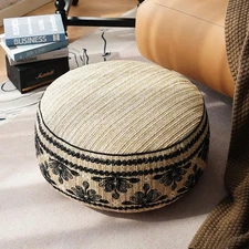 Unstuffed Pouf Cover Ottoman Footrest Boho Foot Stool Floor Bean Bag Floor Ch...