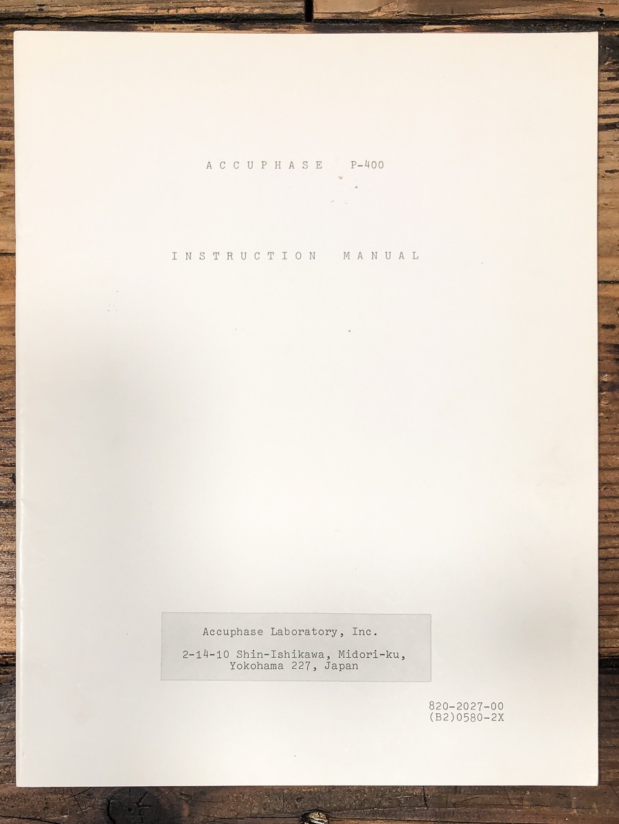 Accuphase P-400 Amplifier Owners / User Manual *Original*