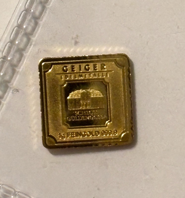1 Gram .9999 Fine Gold Geiger Bar Loose In Plastic Flip