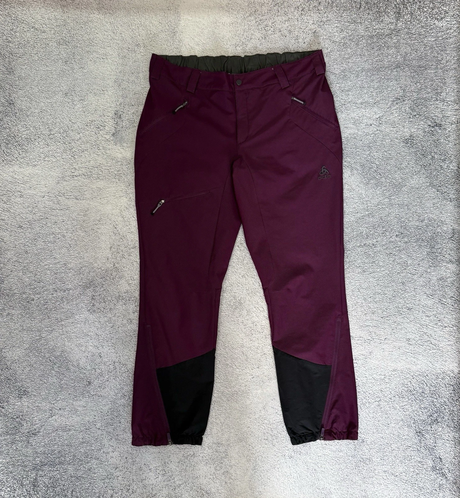 Odlo Women Trekking Hiking Pants XL Burgundy Softshell Stretch DWR