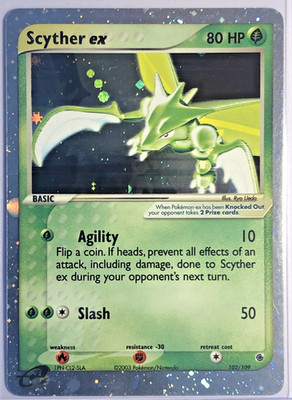 Scyther ex 102/109 Holo Card - 2003 Ruby and Sapphire -  Rare NM/LP Condition