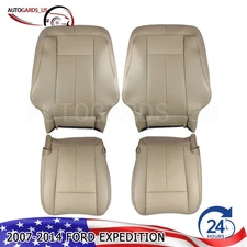 Seat Cover Driver Passenger Perforated Leather For 2007-2014 Ford Expedition Tan
