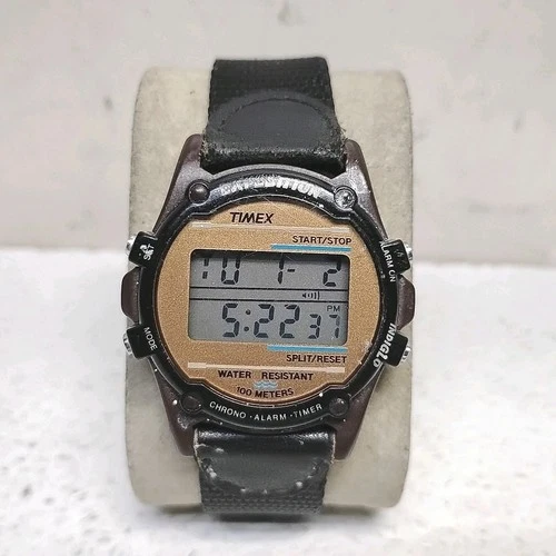 Vintage Men's Timex Expedition Indiglo Digital Quartz Watch - Brown/Black