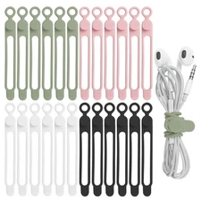 24Pcs Silicone Cable Straps Cord Organizer for Bundling Earphone, Phone Charg...