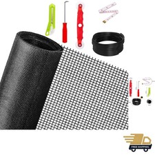 Replacement Fiberglass Window Screen Kit 48x118 Inch Durable Mesh DIY Repair