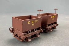 2X On3 EM Co (Eureka) Bottom Dump Ore Cars W/Working Brakes, Doors JER O3282