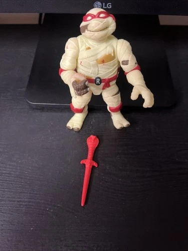 Vtg 1993 TMNT Universal Monsters Raph Raphael Mummy Figure Glow in Dark w/weapon