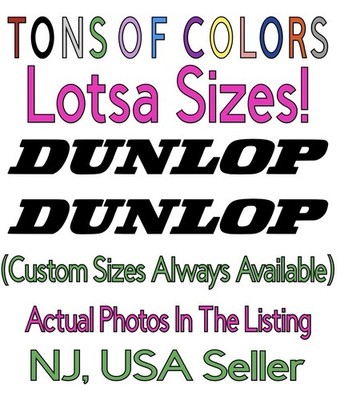 TWO Dunlop Tires Die Cut Vinyl Decals NOT FOR TIRES Motorcycle Honda Yamaha Suzu
