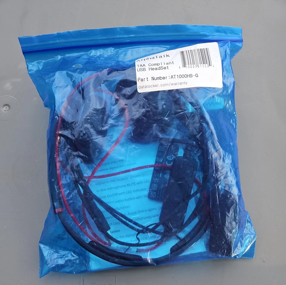 AlphaTalk TAA compliant USB Headset (at1000hsg) DataLocker Data Locker Brand New - Image 2 of 2