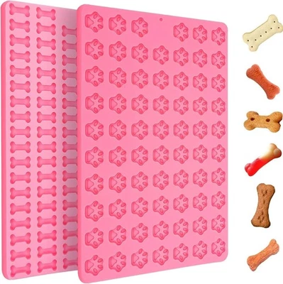 YUNYU Silicone Dog Treat Moulds Set 10 & 18 Cavity Reusable Non-Stick Paw & Bone Shape