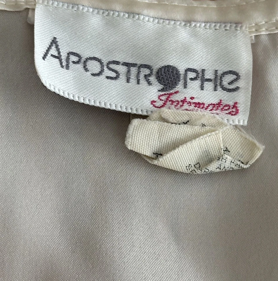 Conjunto de pijama vintage Apostrophe íntimo satinado marfil rosa bordado bolsillo DEFECTUOSO Foto 4 de 4