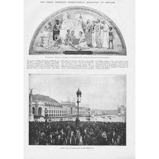 Great American Exhibition at Chicago Scene on Opening Day - Antique Print 1893