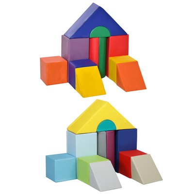 Soozier 11 Piece Soft Kids Playset Plush Geometry, Climb, Crawl, Stack Blocks