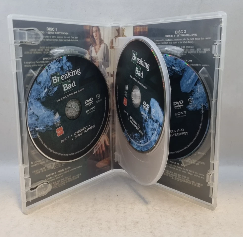 2010 Sony BREAKING BAD Complete Second Season 4 Disc Set DVD Bryan Cranston - Image 3 of 3