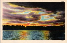 Vintage Colorpicture Sunset Lake Postcard Asheville N.C. L-24 11724
