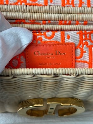 Christian Dior Shoulder Bag Raffia Orange Auth DIOR 30 Montaigne