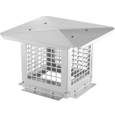 9x9in Corrosion-Resistant 304SS Fireplace Chimney Cap Silver