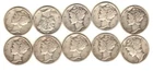 ESTATE NICE Lot of 10 Mercury 90% Silver Dimes 1940 - 145 Mixed Mints SILVER!
